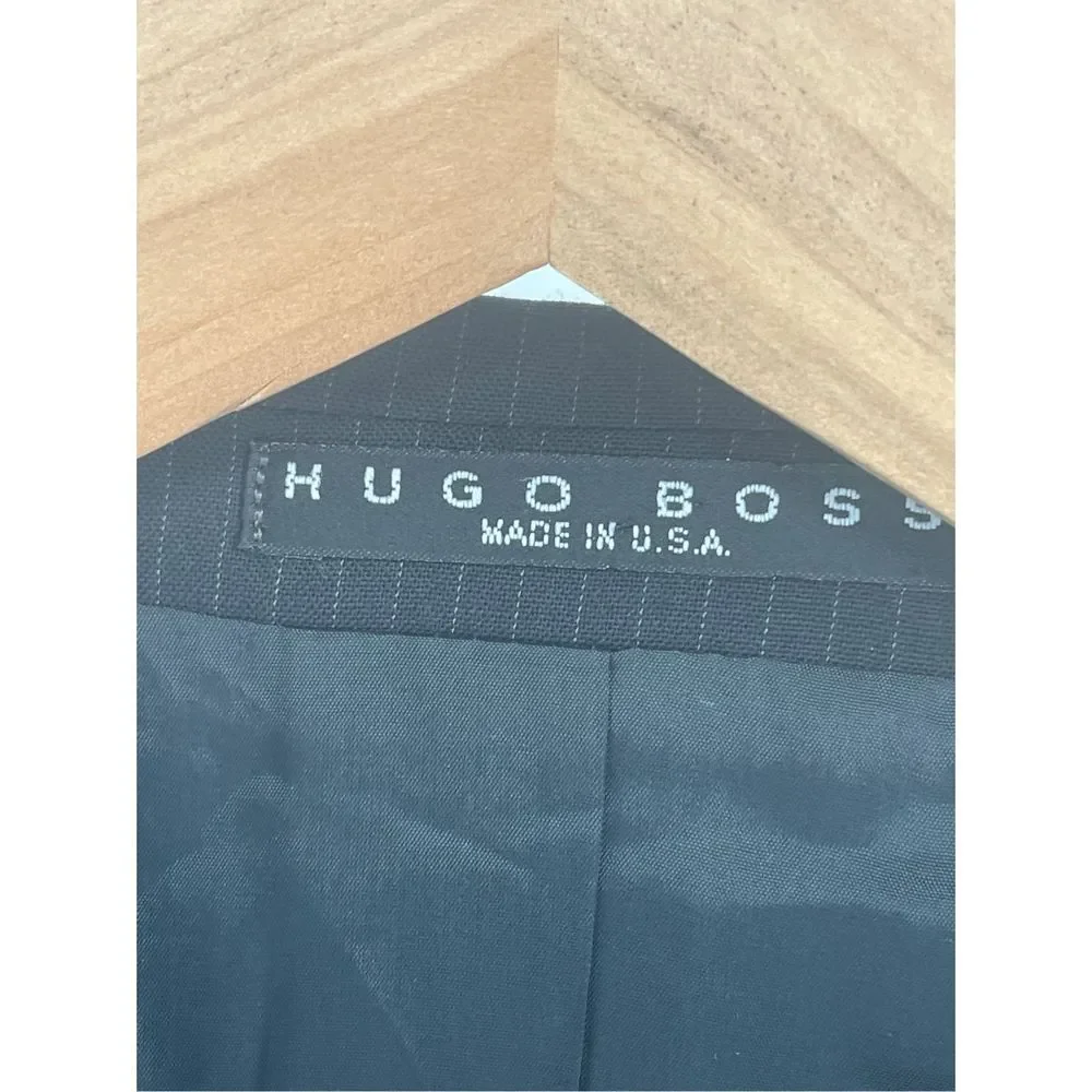 Hugo Boss Blazer Sport Coat Men's Size 40 S‎ Black Striped Super 100 Wool